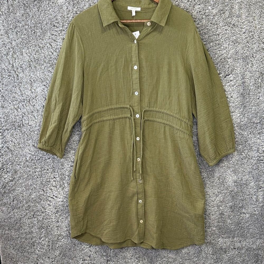 NWT Maurice’s Women’s Gauze Shirt Dress Collared Large Olive Green Lightweight